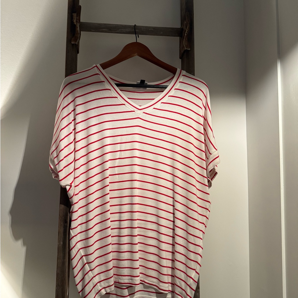 Cabi Red And White Striped Top